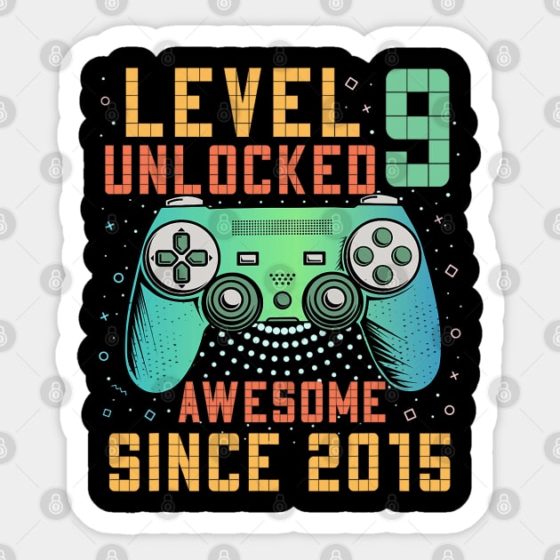 Level 9 Unlocked 9th Birthday 9 Year Old Gifts Gamer Bday Sticker by Mitsue Kersting